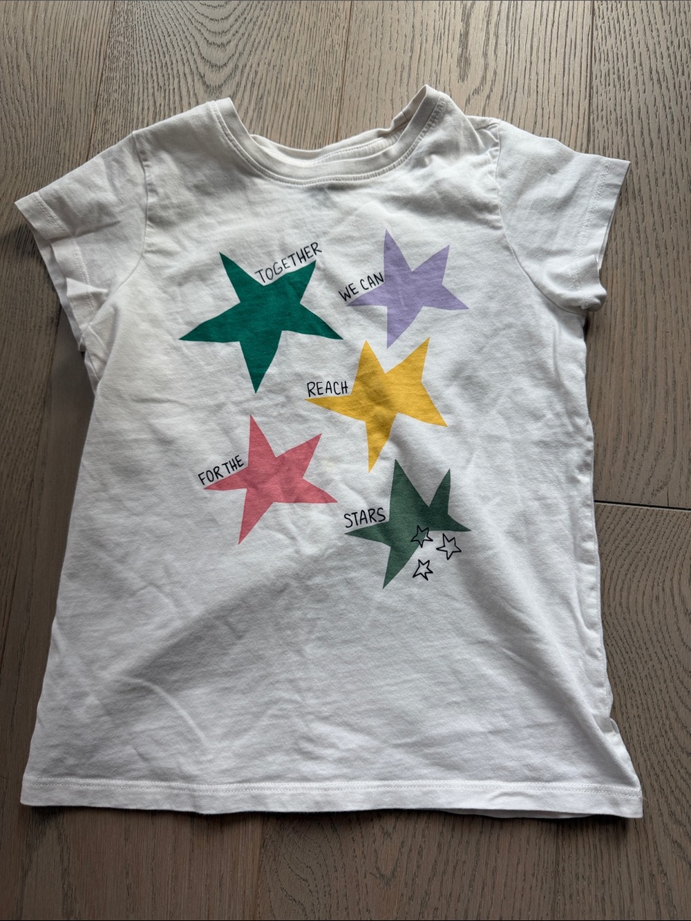 Tea Collection White Tee with Multicolor Star Print size 8